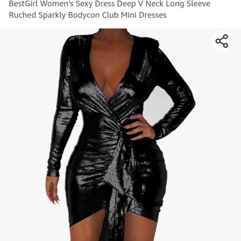 Best girl sexy dress deep vneck long sleeve rugged sprkly bodycon sz 2xl